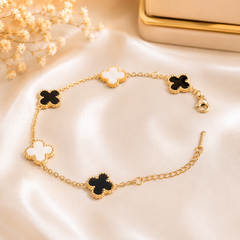 Premium anti tarnish clover bracelet for women with gold plated chain and elegant luxury jewellery design