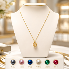 Anti Tarnish Gold Pendant Chain Necklace for Women with Pearl Pendant, Waterproof Daily Wear Jewellery Available in Grey, Pink, Blue, White, Green and Red Variants