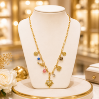 Anti Tarnish Gold Charm Chain Necklace for Women
