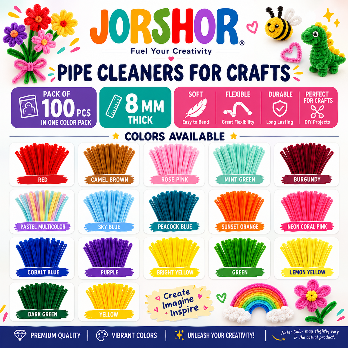 New Premium 8 MM Pipe Cleaners 100 Pcs
