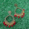 GOLDEN COLOR SQUARE RESIN EARRINGS (JHUMKHA) BASE (WITH RED BEADS) B