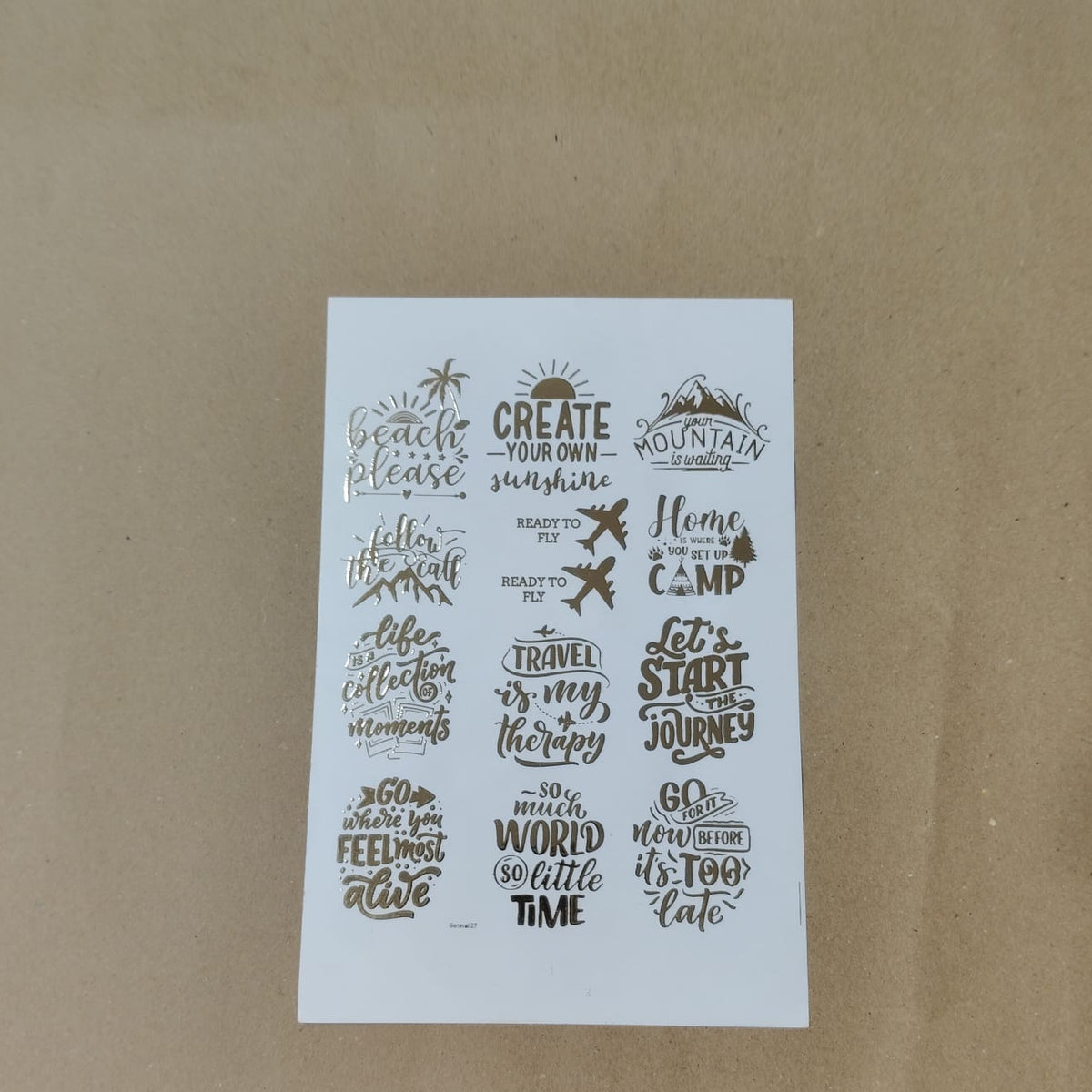 Travel quote embossed sticker A5(ges001)