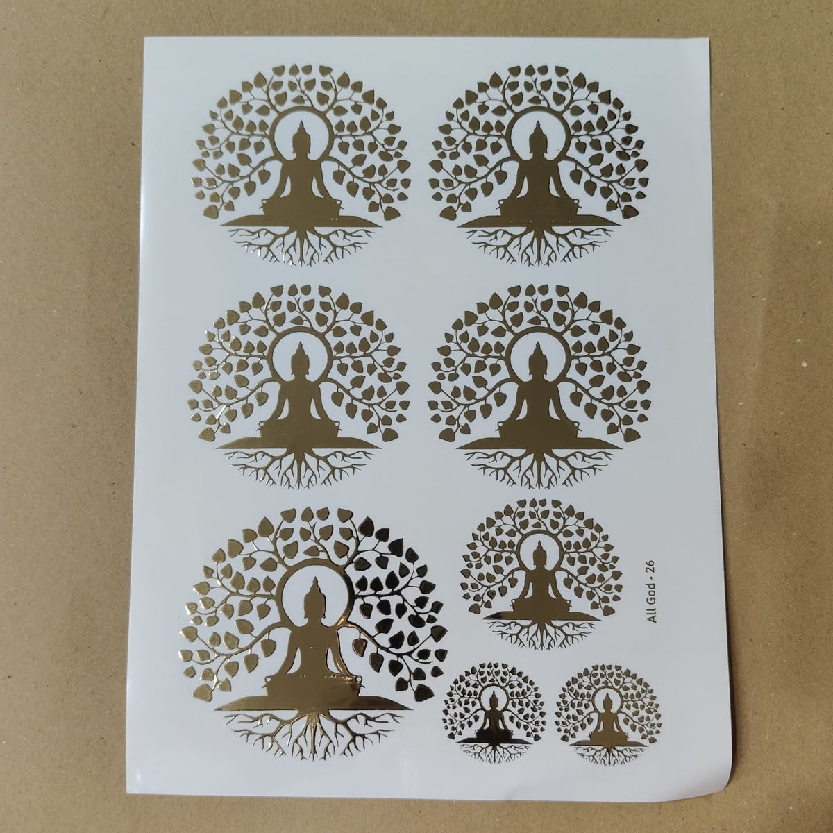 Kalpvruksh mahavir god Symbol embossed sticker sheet A4 (3.5" around)(geb-035)