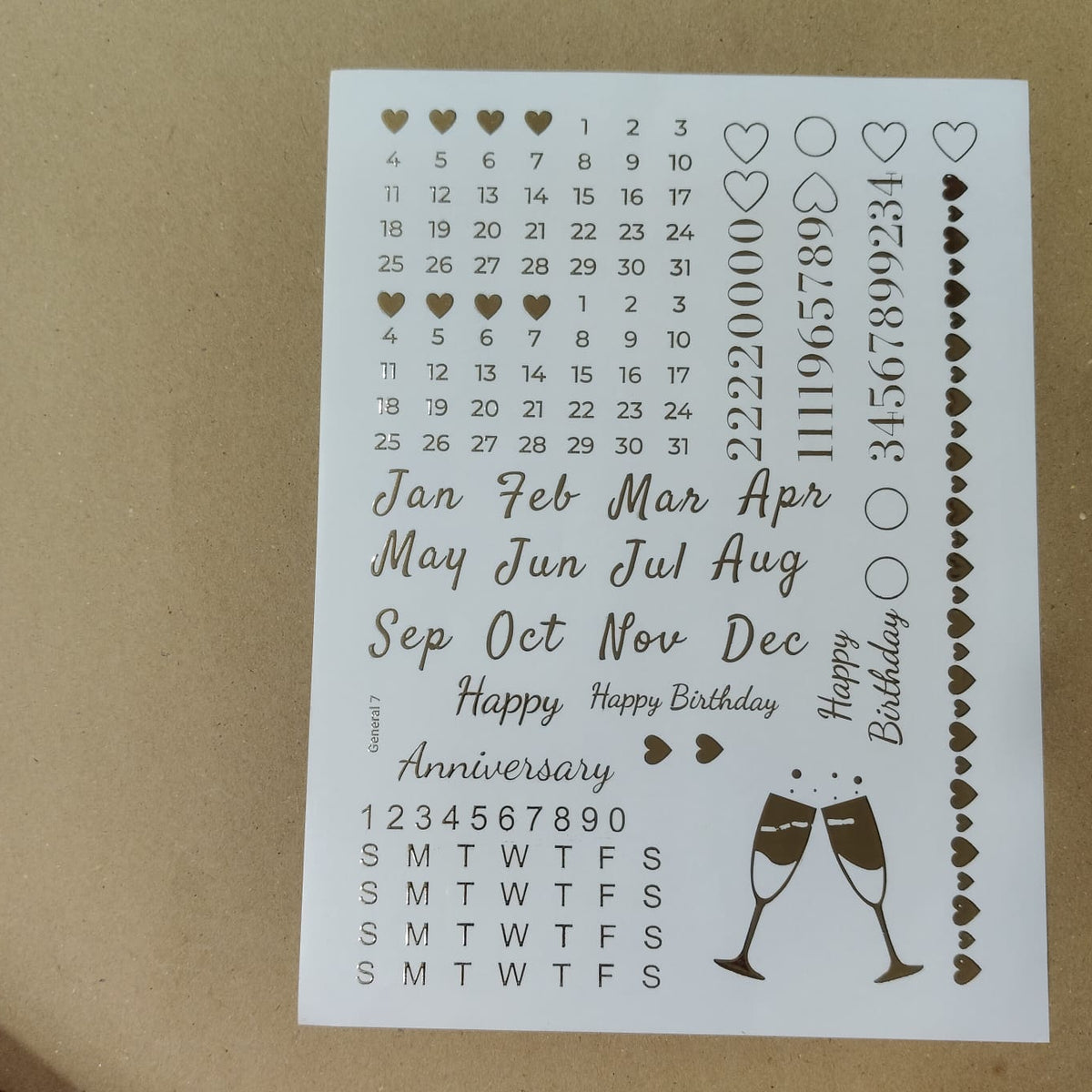 Calendar embossed sticker sheet A4 (geb -006)