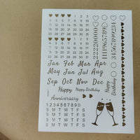 Calendar embossed sticker sheet A4 (geb -006)