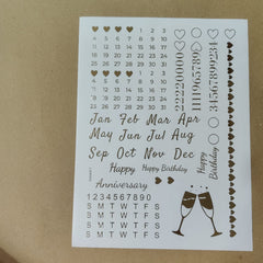 Calendar embossed sticker sheet A4 (geb -006)