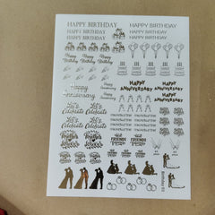 Birthday and anniversary wish embossed sticker sheet A4 geb -(001)