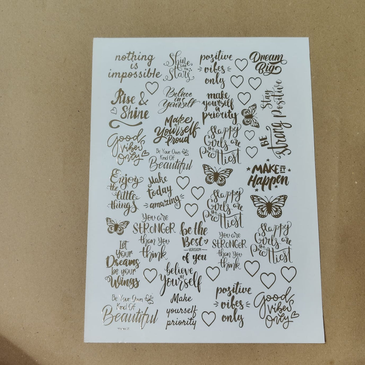Quote embossed sticker sheet A4 (geb -003)