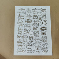 Quote embossed sticker sheet A4 (geb -003)