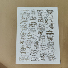 Quote embossed sticker sheet A4 (geb -003)