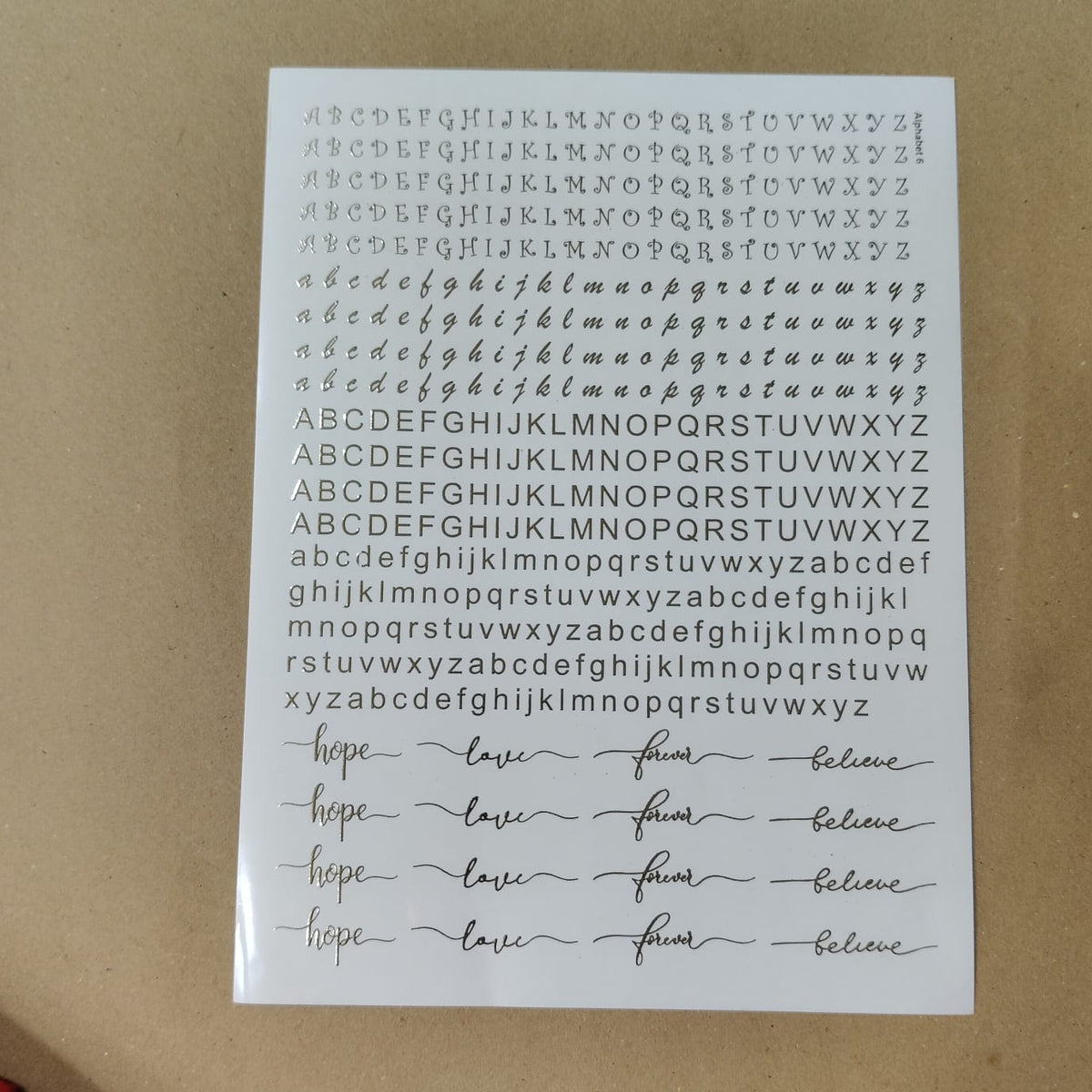 Alphabet metal insert  sticker sheet A4 (geb -011)
