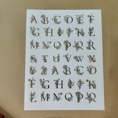 Alphabet big embossed sticker sheet A4 (geb-007)