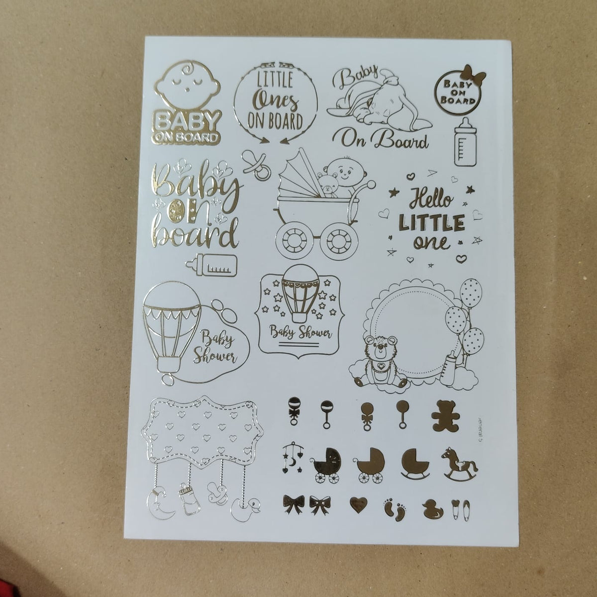 Baby shower theme embossed sticker sheet A4 (geb -004)