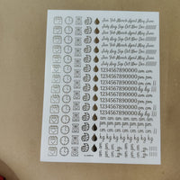 Baby birth details embossed sticker sheet A4 (geb -009)