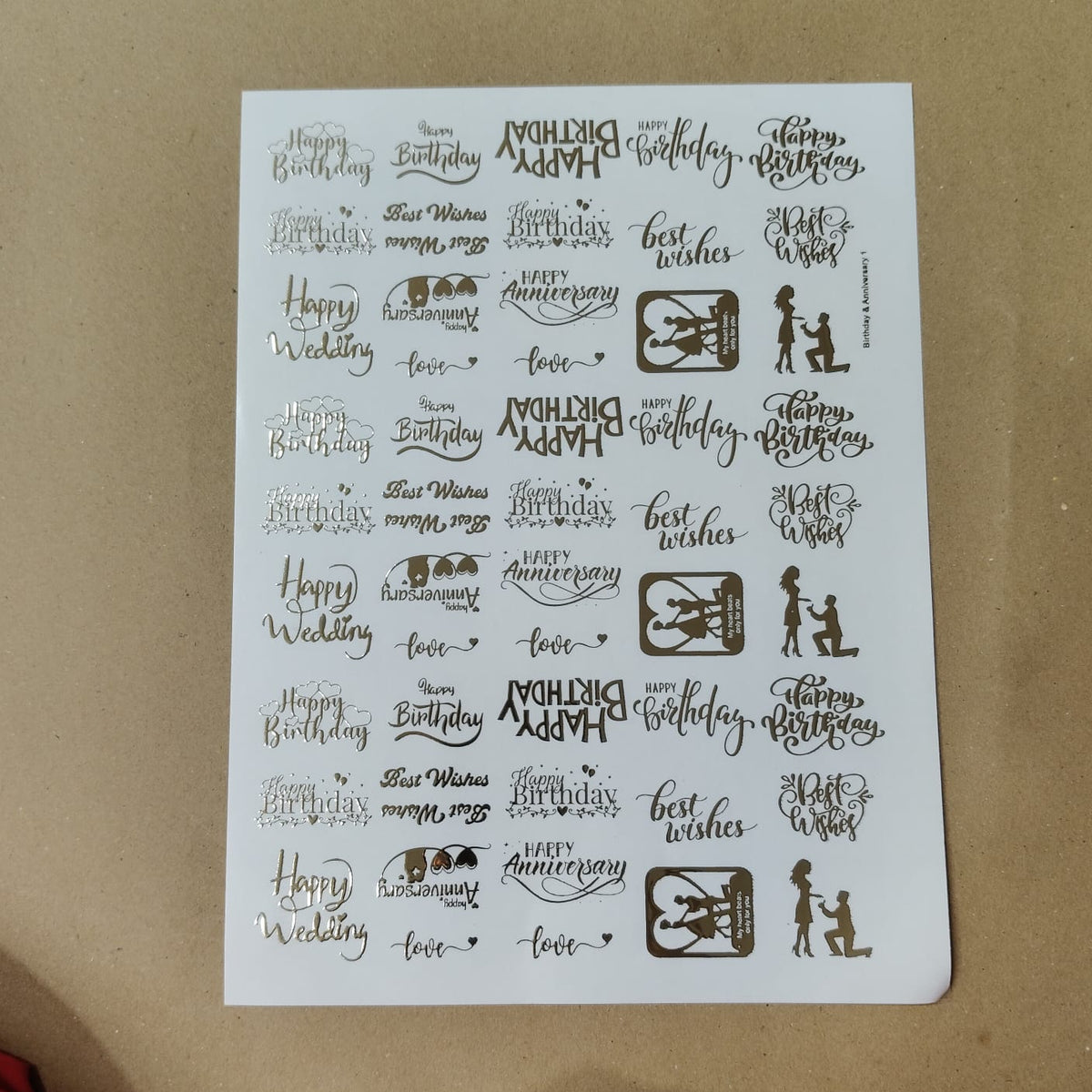 Birthday and anniversary wish metal insert sticker sheet A4 (geb -010)