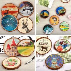 Natural Wooden Coaster 9x10x1 cm (set of 5)