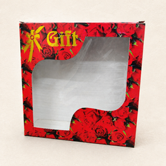 Red Rose Print Gift Window Box 7.25 x 7.25 x 1.5 inch | Chocolate, Sweets, Dry Fruit, Cookie & Valentine's Day Gift Packaging Box