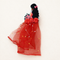 Red Doll Cut-Out with Rose Bouquet, Petal Flowers & Net Skirt | Saree Packing Doll for Trousseau, Wedding Gifting & Shagun Tray Decoration (Red & Gold)