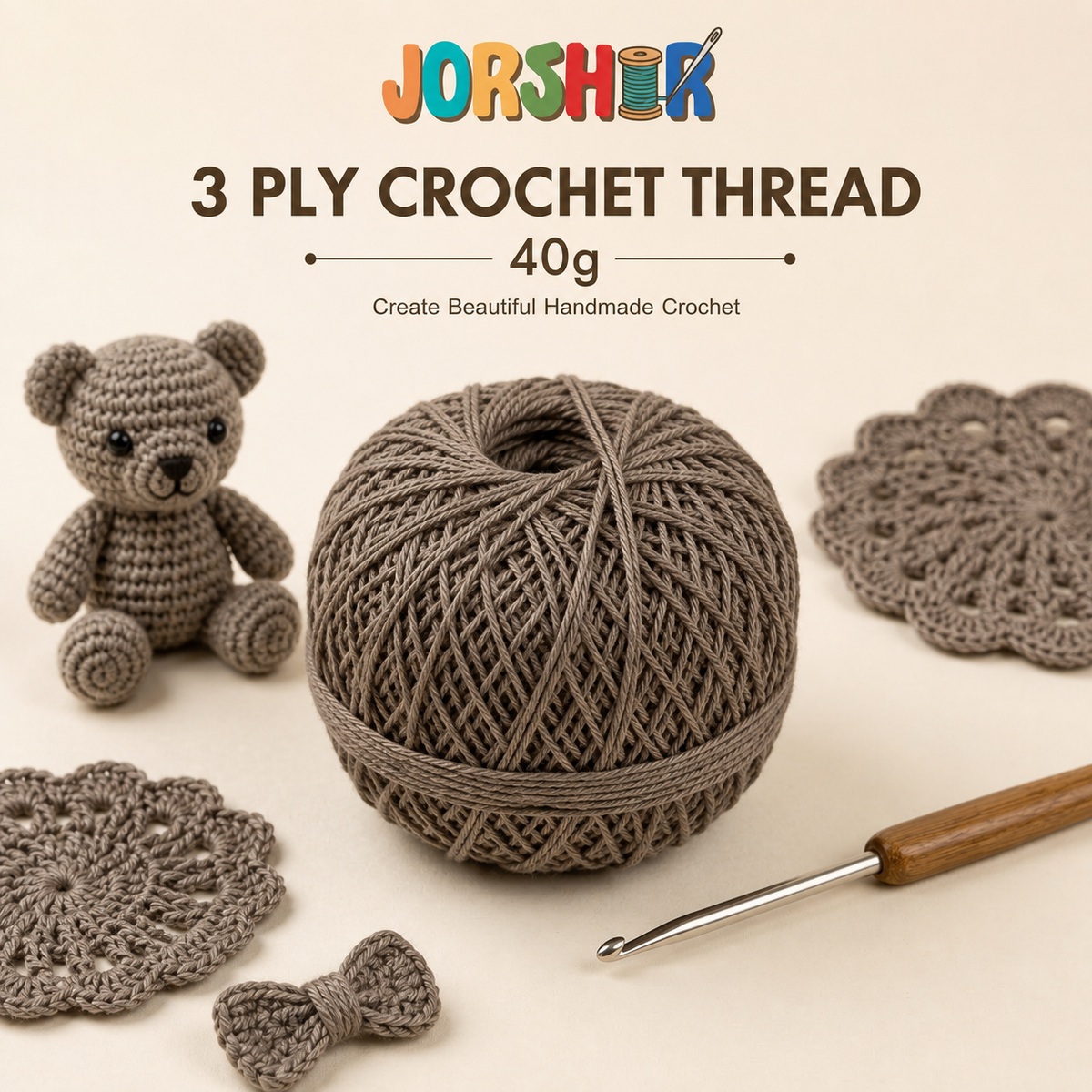 3 Ply Crochet Thread 40g ( Light Brown Colour )