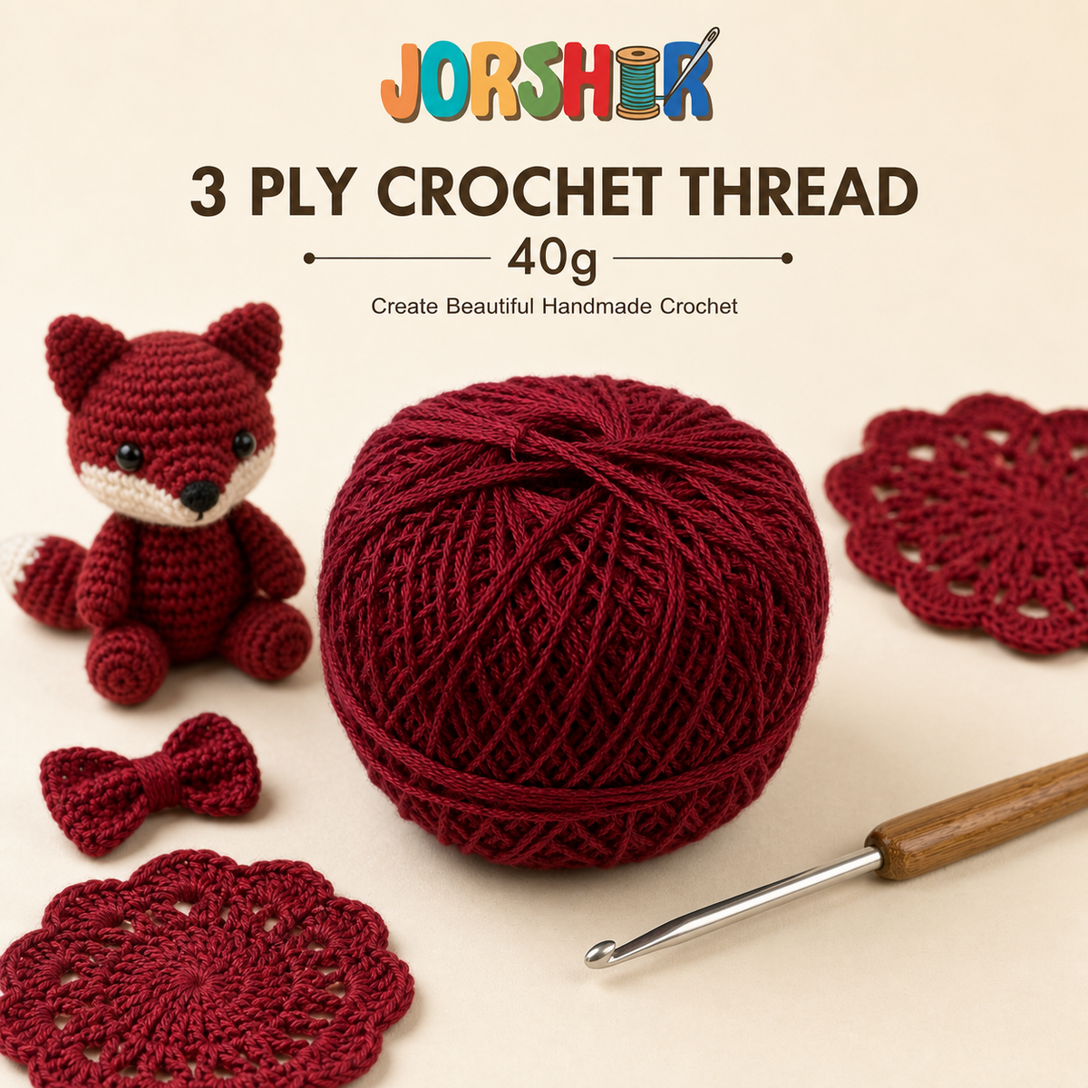 3 Ply Crochet Thread 40g ( Dark Red Colour )