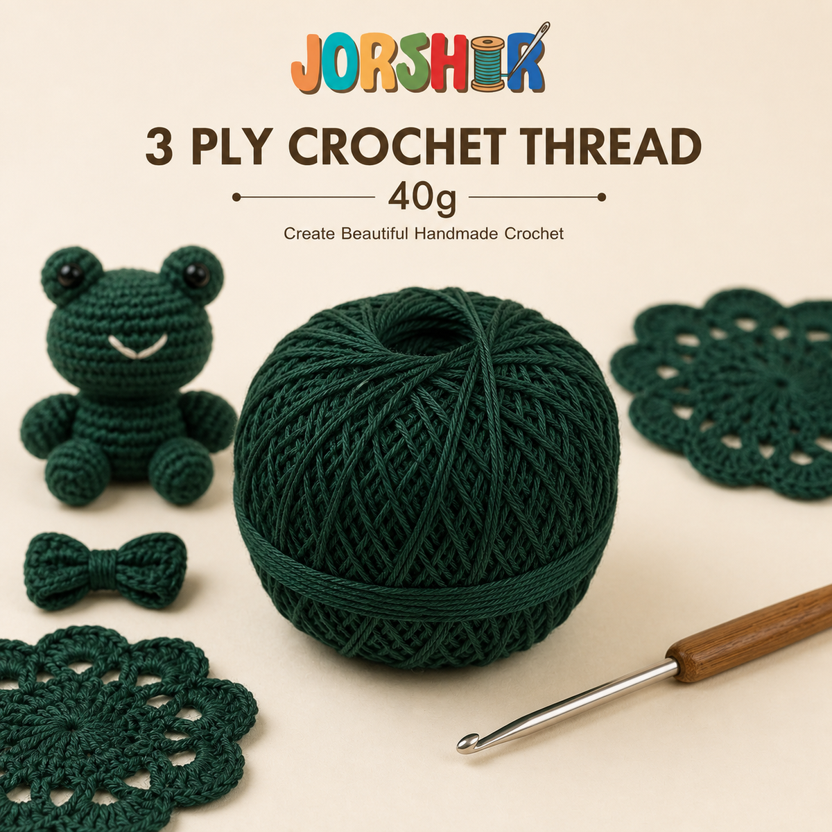 3 Ply Crochet Thread 40g ( Dark Green Colour )