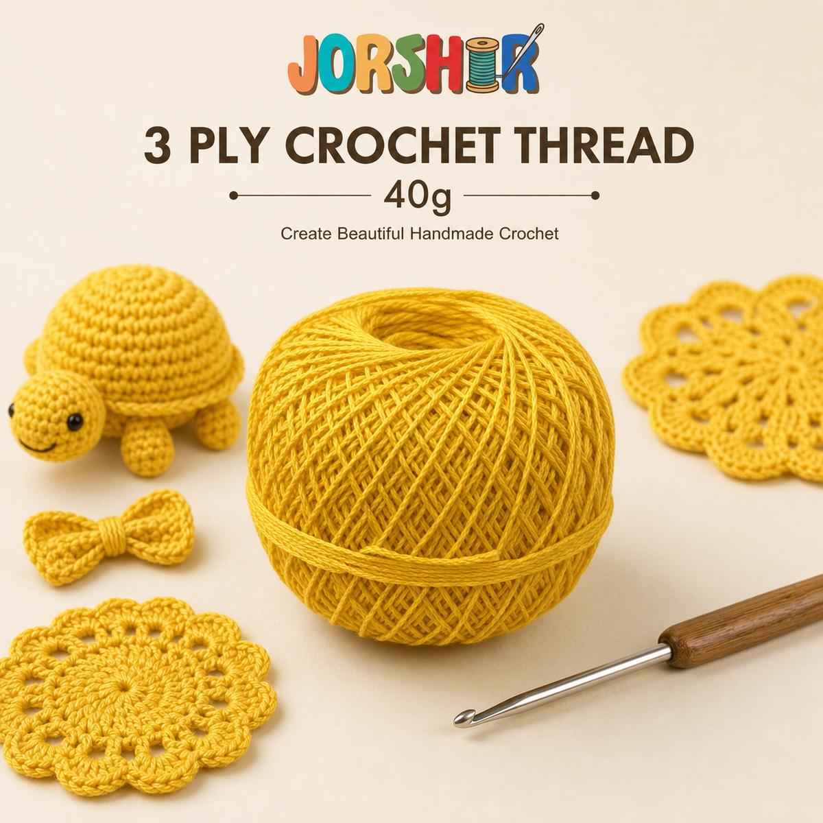 3 Ply Crochet Thread 40g ( Yellow Colour )