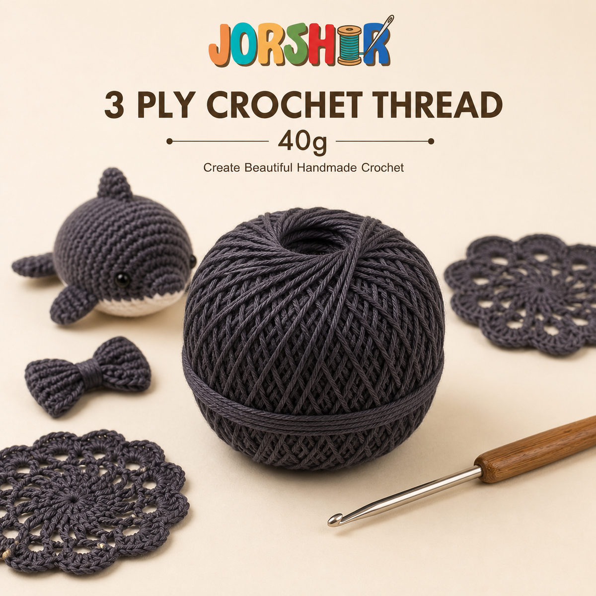 3 Ply Crochet Thread 40g ( Black Colour )