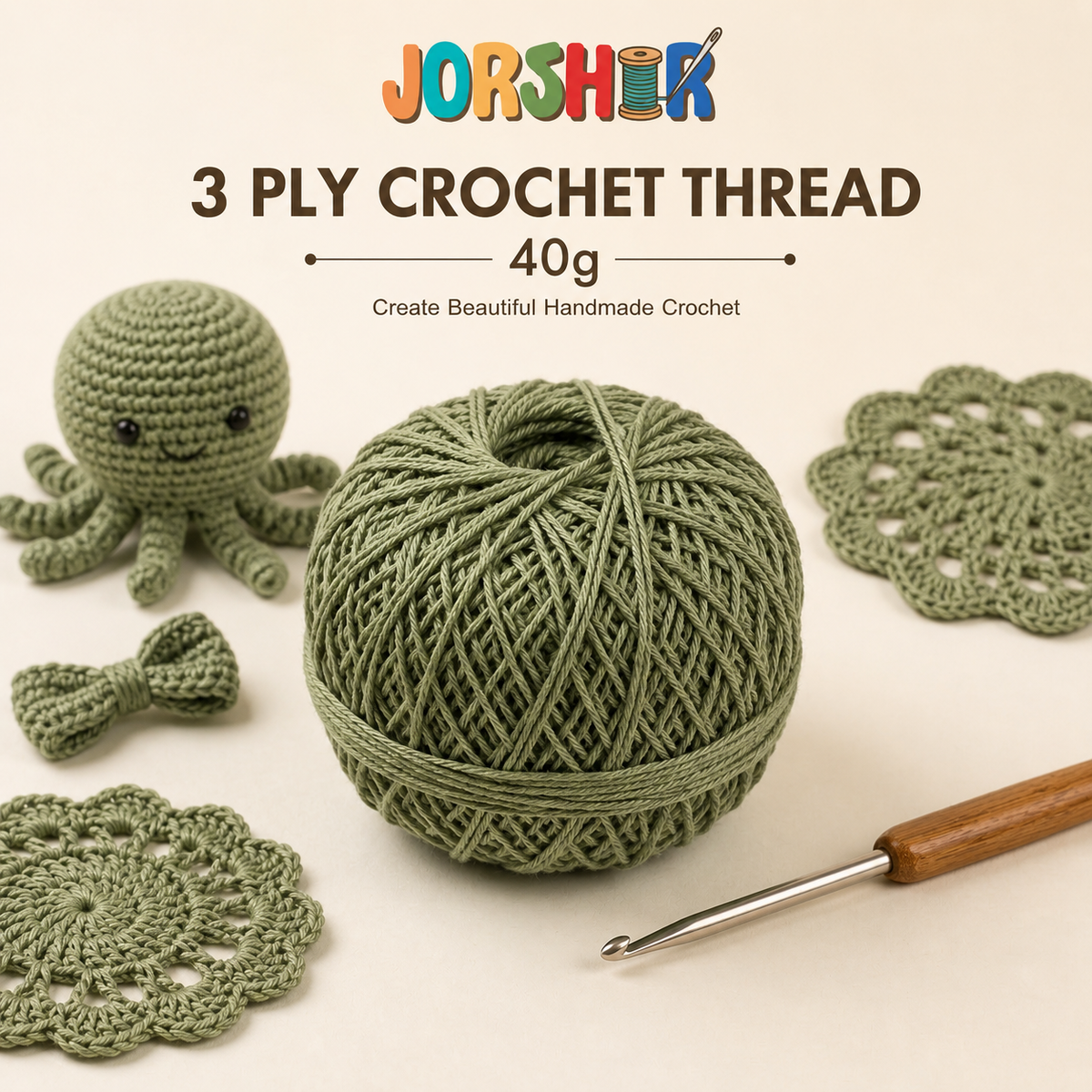 3 Ply Crochet Thread 40g ( Green Colour )
