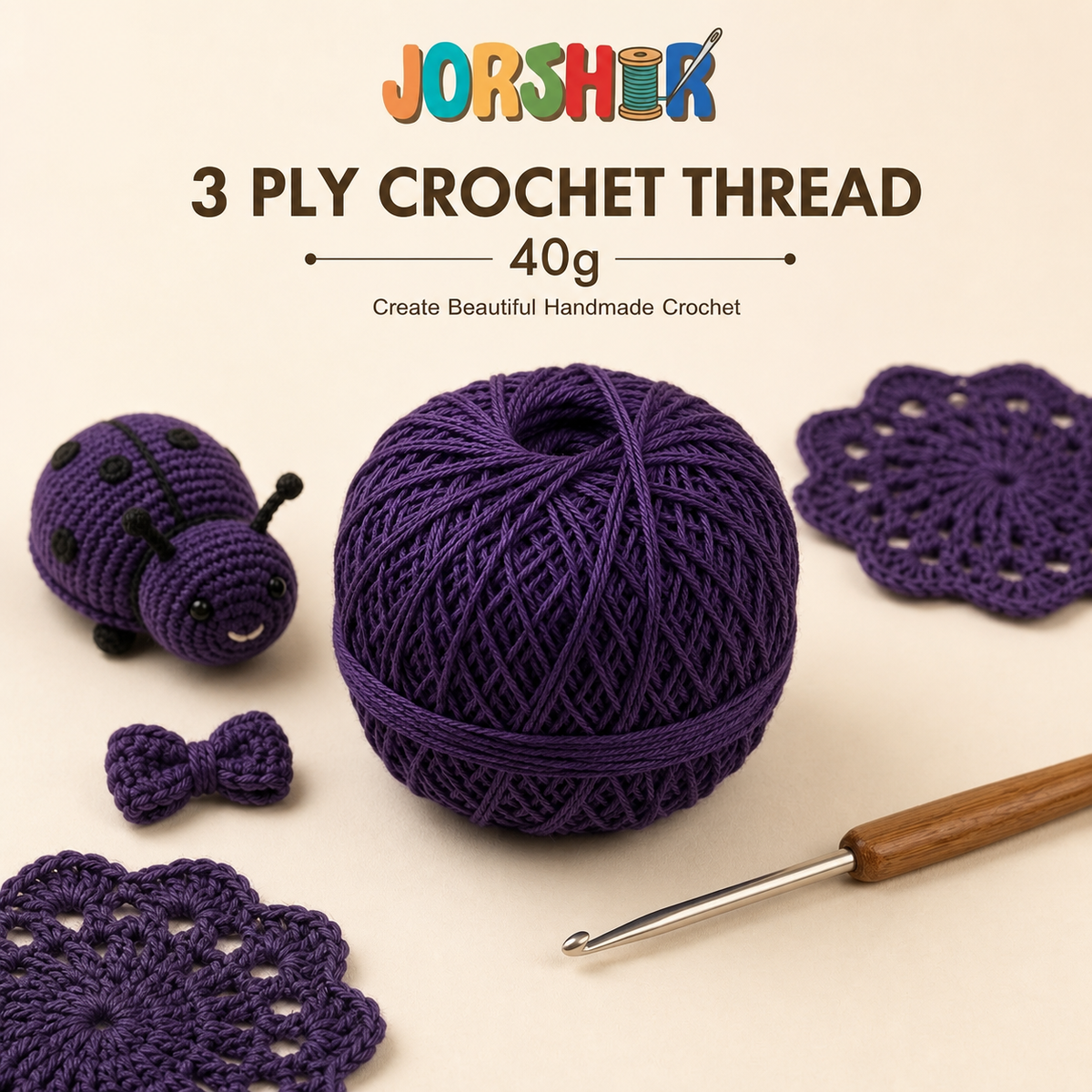 3 Ply Crochet Thread 40g ( Purple Colour )