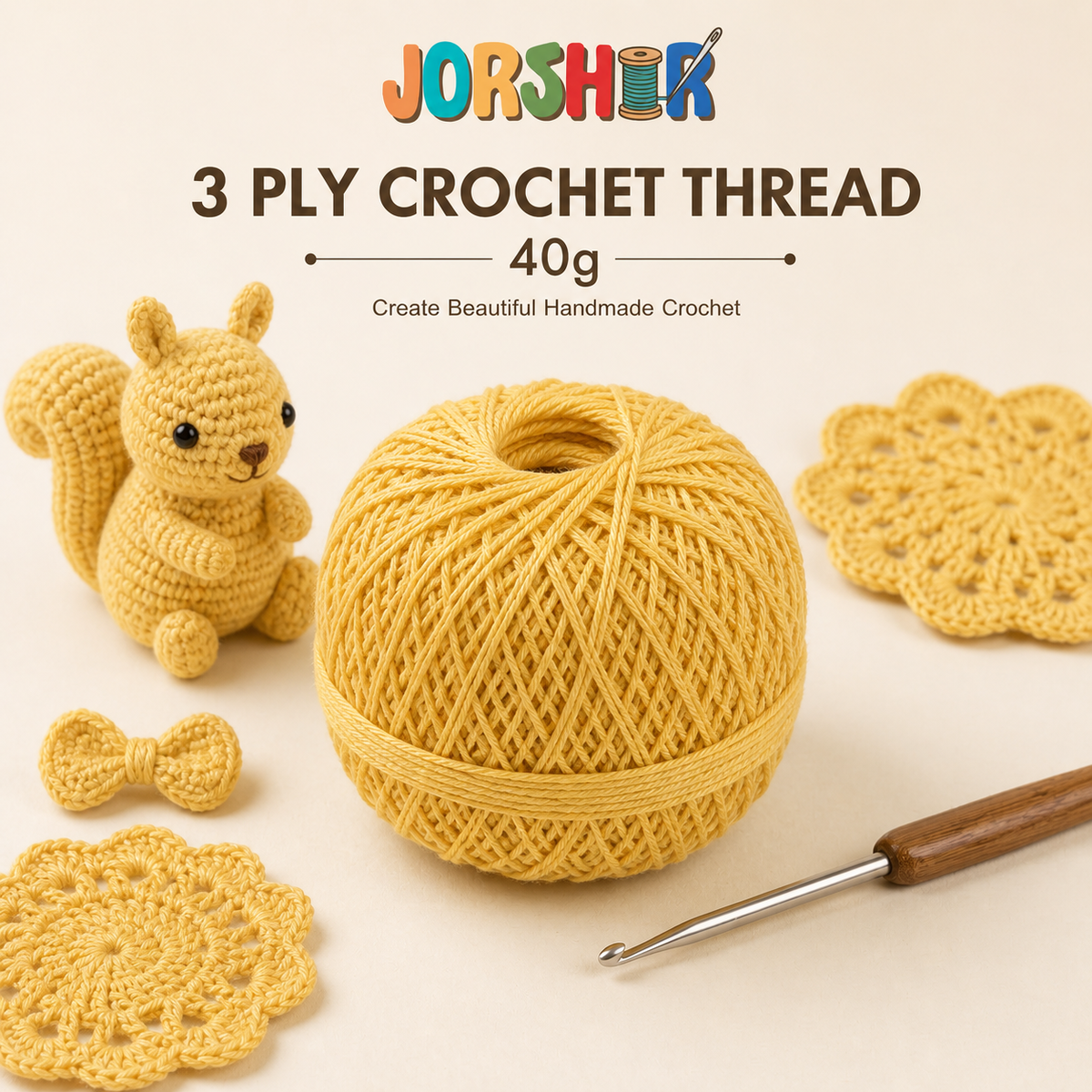 3 Ply Crochet Thread 40g ( Yellow Colour )