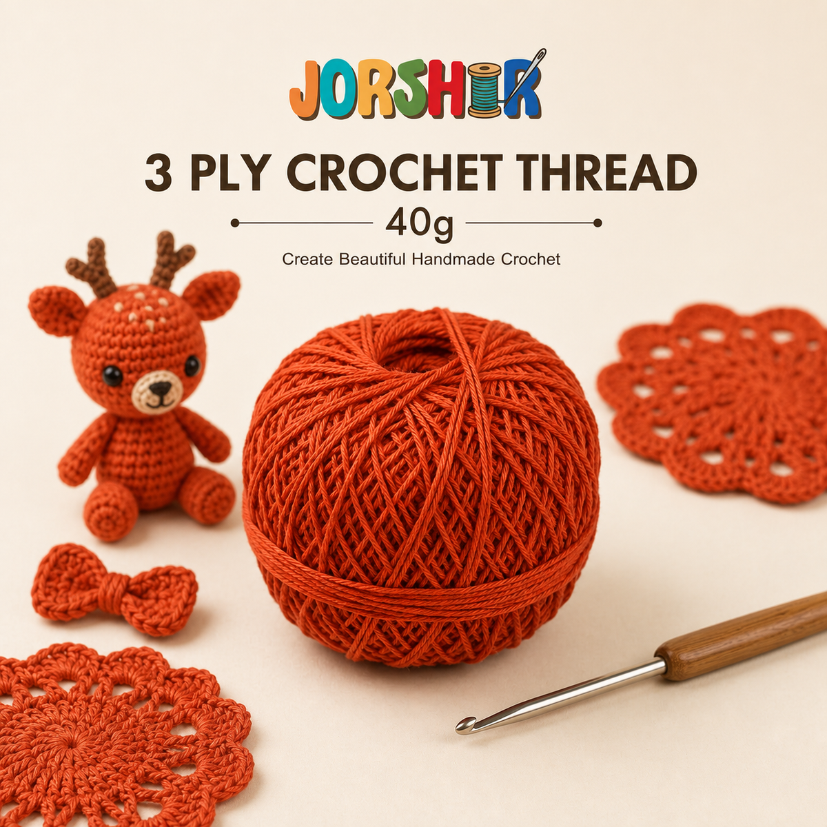 3 Ply Crochet Thread 40g ( Orange Colour )