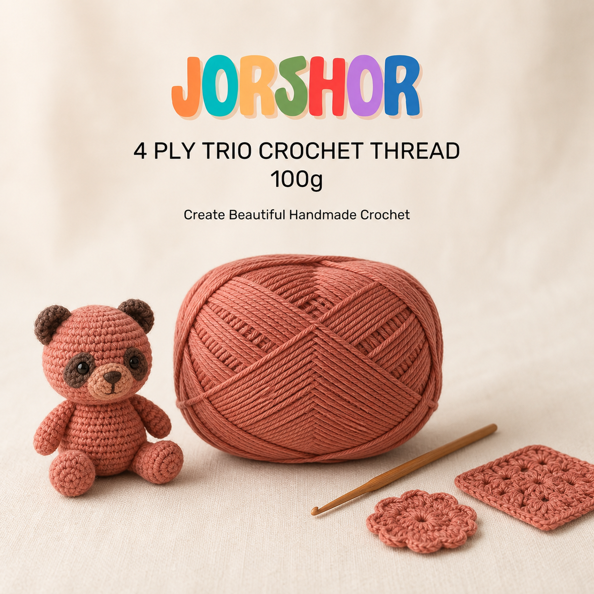 4 Ply Crochet Thread 100g ( Light Brown Colour )