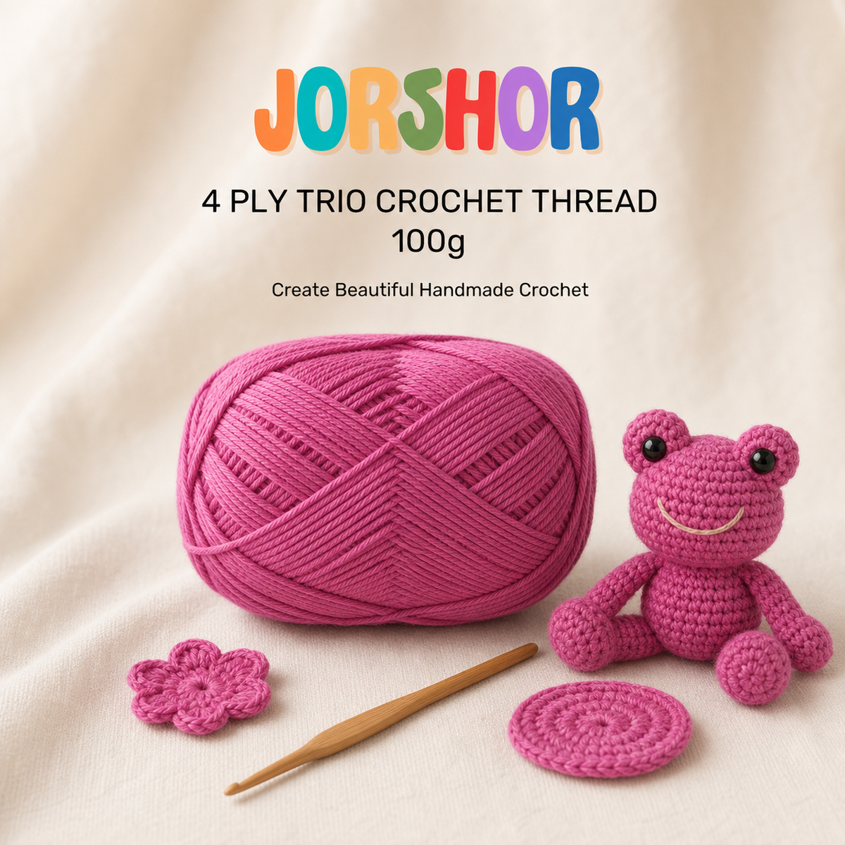 4 Ply Crochet Thread 100g ( Beige Pink Colour )