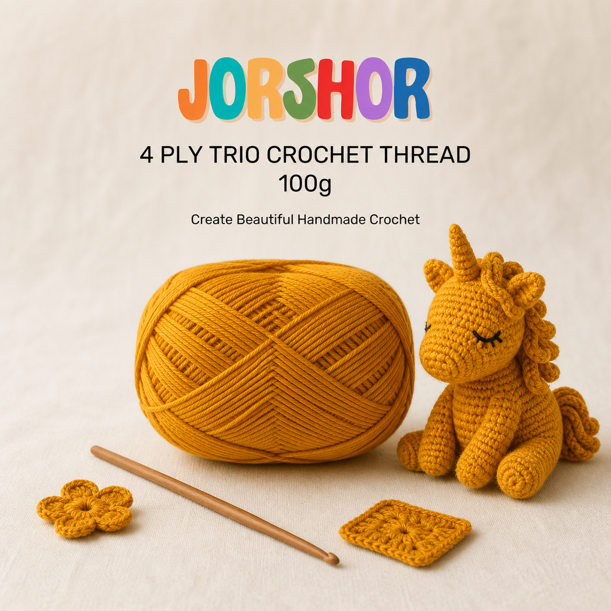 4 Ply Crochet Thread 100g ( Rust Yellow Colour )