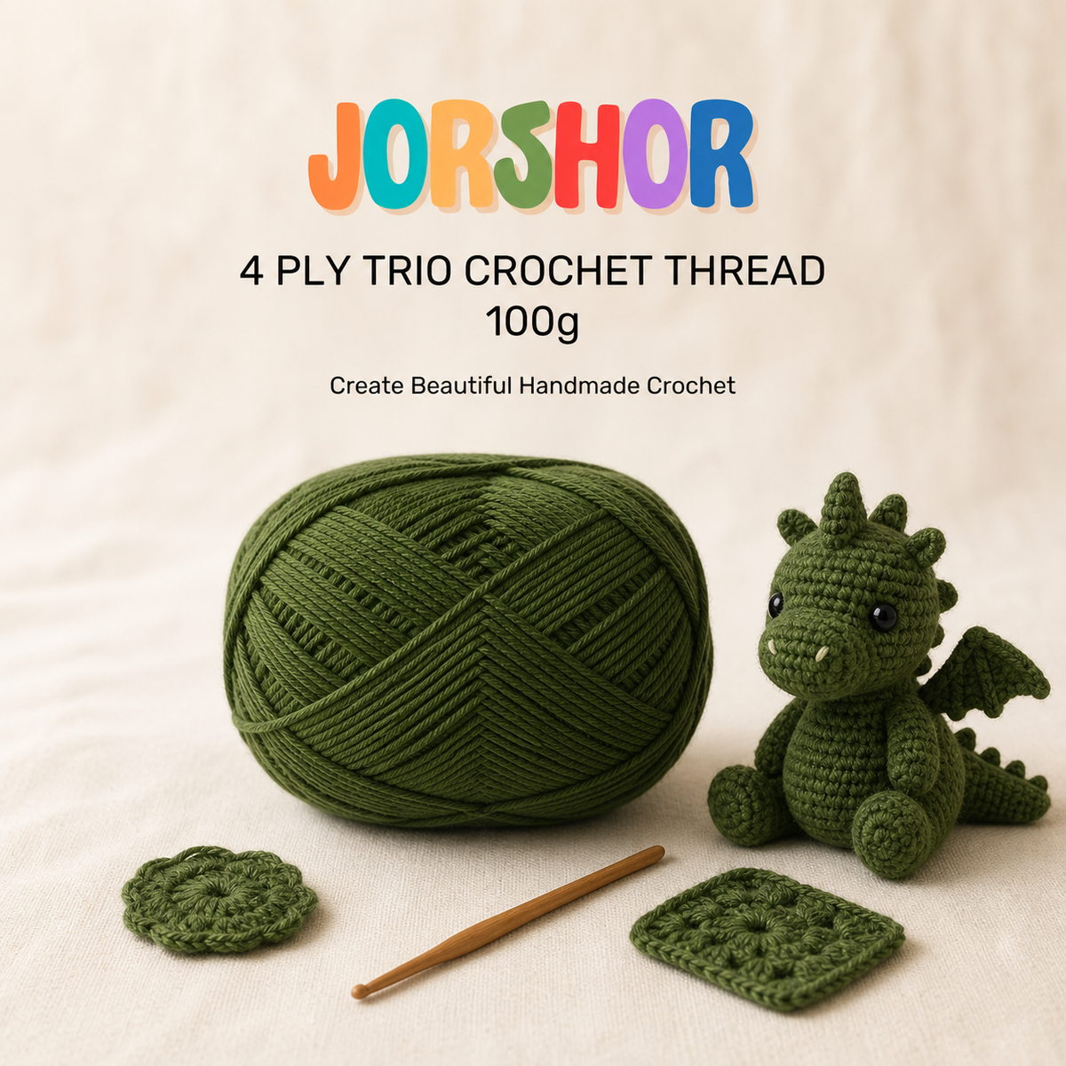 4 Ply Crochet Thread 100g ( Dark Olive Green Colour )