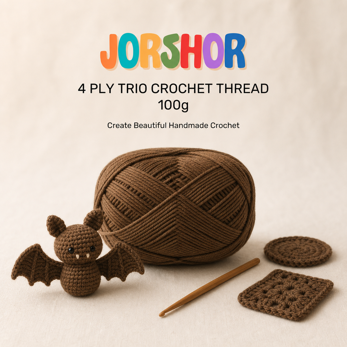 4 Ply Crochet Thread 100g ( Light Brown Colour )