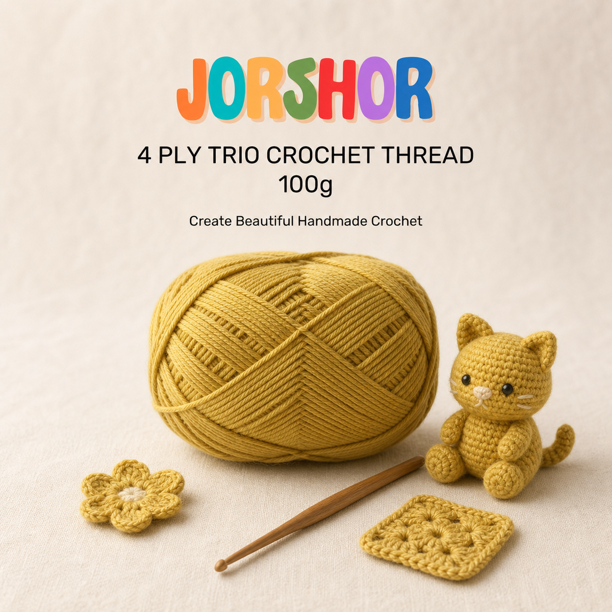 4 Ply Crochet Thread 100g ( Yellow Colour )