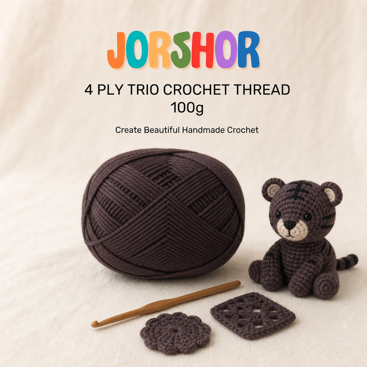 4 Ply Crochet Thread 100g ( Dark Wood Brown Colour )