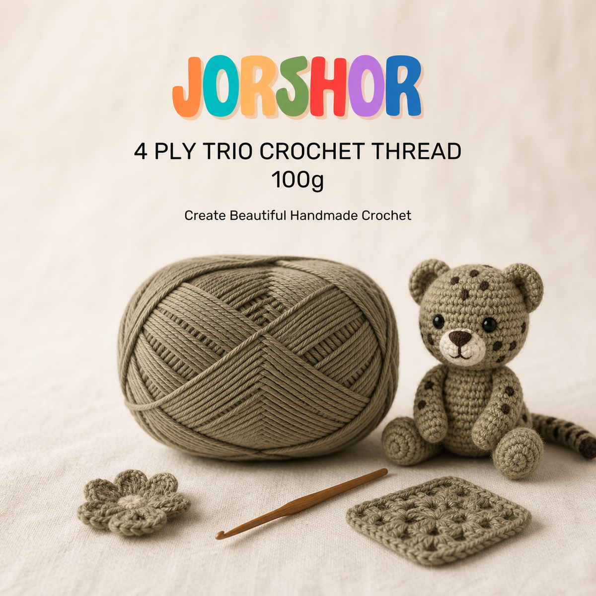 4 Ply Crochet Thread 100g ( Dust Light Green Colour )