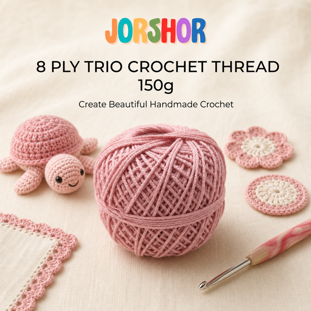8 Ply Crochet Thread 150g ( Light Pink Colour )