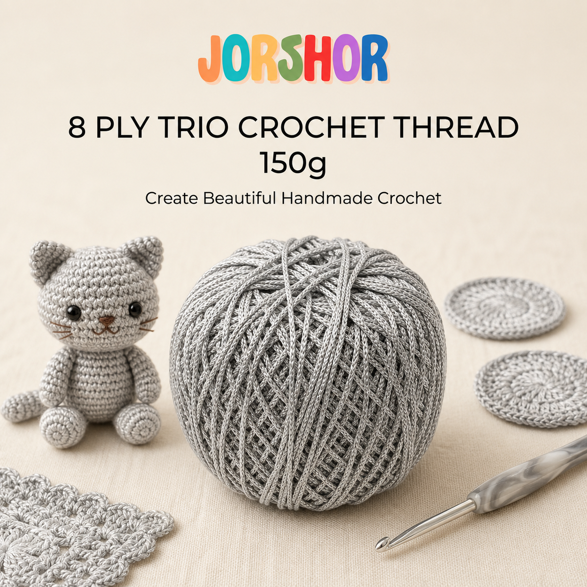 8 Ply Crochet Thread 150g ( Silver Colour )