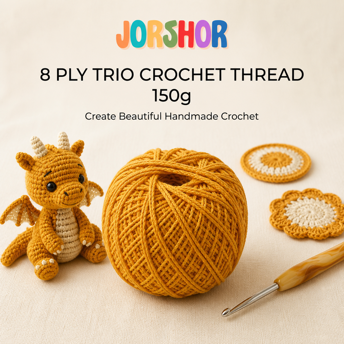 8 Ply Crochet Thread 150g ( Light Orange Colour )