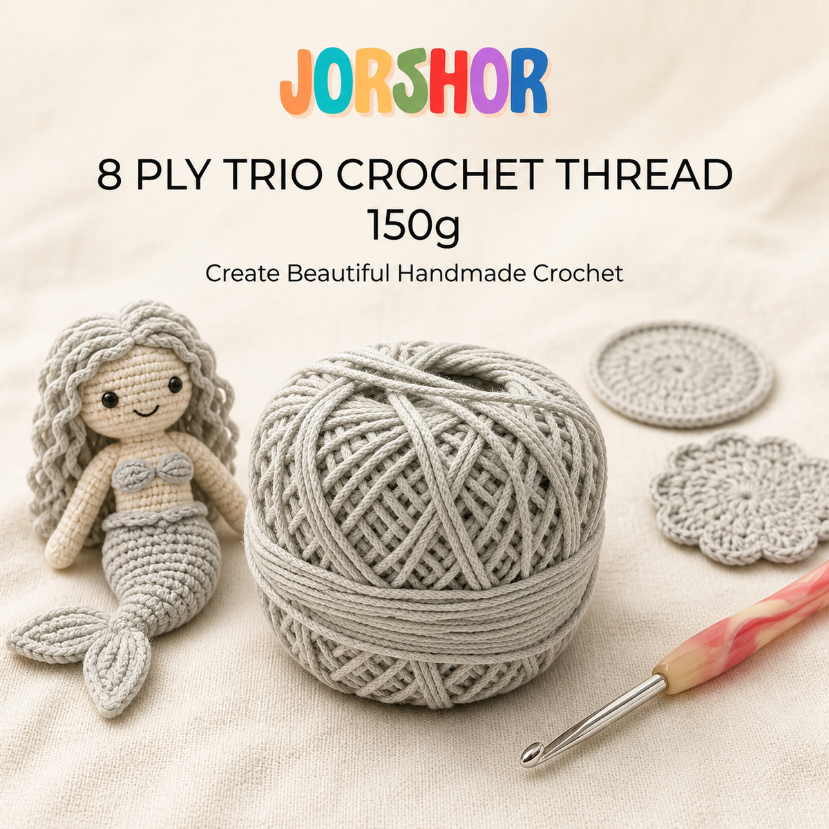 8 Ply Crochet Thread 150g ( Grey Colour )