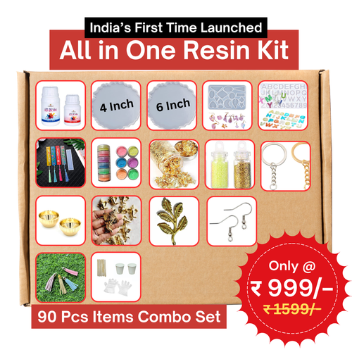 All In One Resin Art Kit (to make bookmark, keychain, coaster, photoframe, pooja thali etc.)
