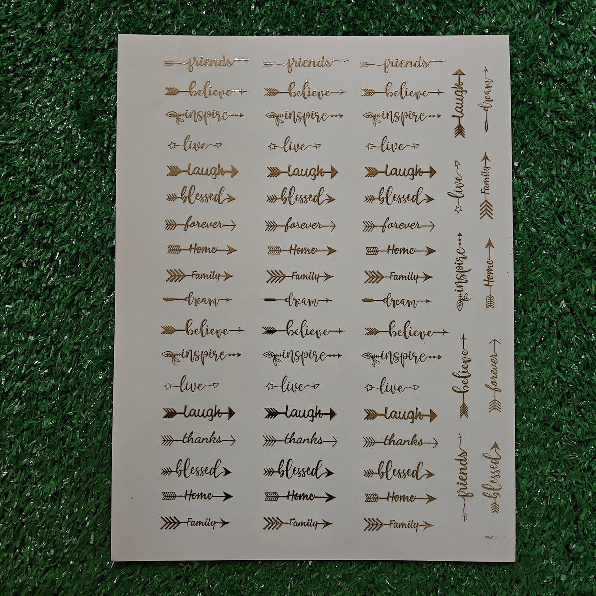 SINGLE WORD QUOTE A4 EMBOSS STICKER SHEET