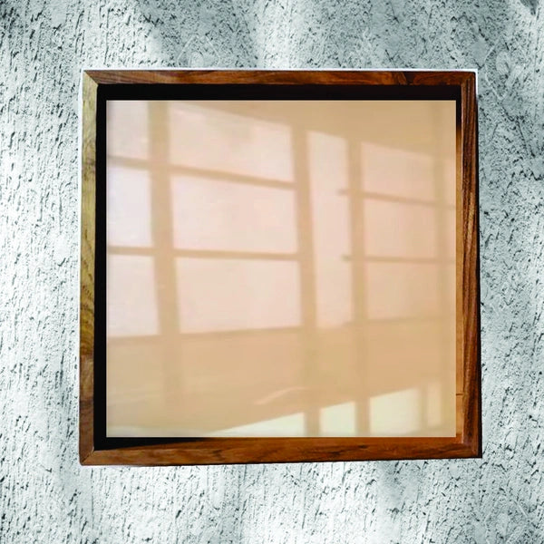 Square Teak Wood Polished Floating Frame with Transparent Acrylic Base for Resin & Flower Preservation (16x16 inch)