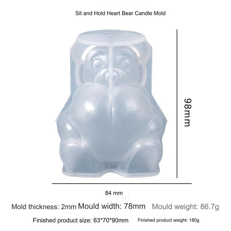 Sitting Bear with Heart Candle Mould