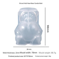 Sitting Bear with Heart Candle Mould