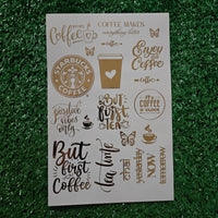 TEA AND STARBUCKS COFFEE A5 EMBOSS STICKER SHEET (ges-009)