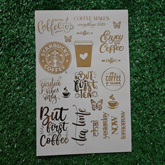TEA AND STARBUCKS COFFEE A5 EMBOSS STICKER SHEET